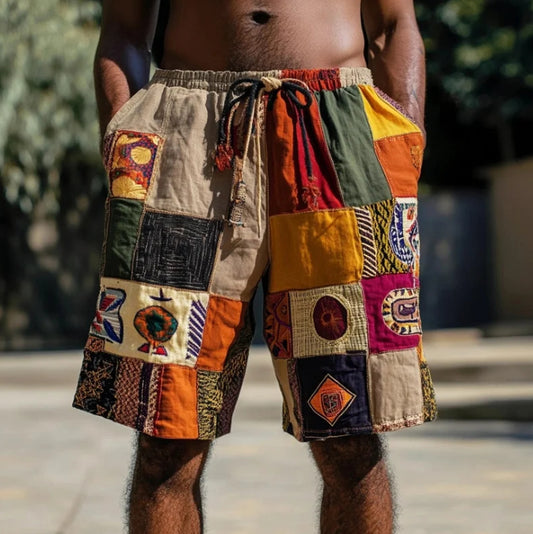Bermuda patchwork homme en lin
