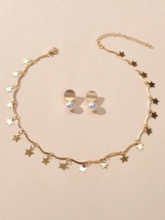 Parure Collier Soleil Étoilé & Boucles d'Oreilles